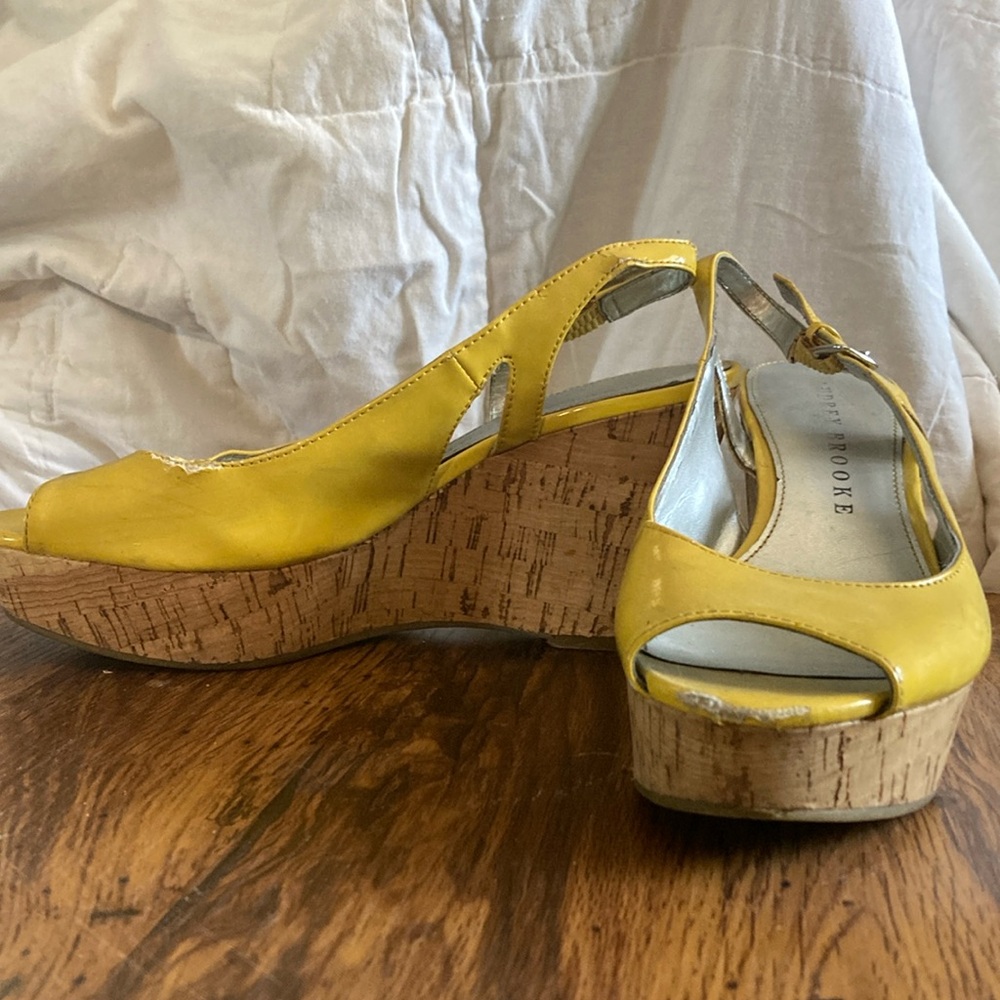Audrey Brooke Yellow Wedge Shoes with Cork Sole